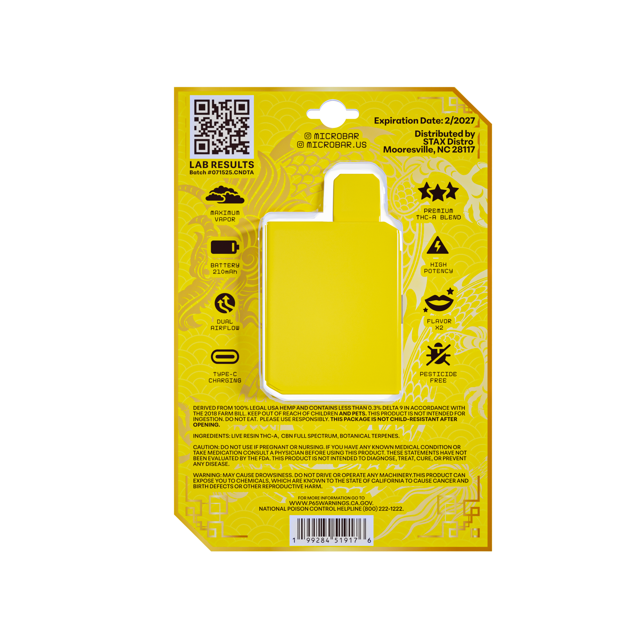 MicroBar Golden Dragonfruit - Extracts THCA Vapes